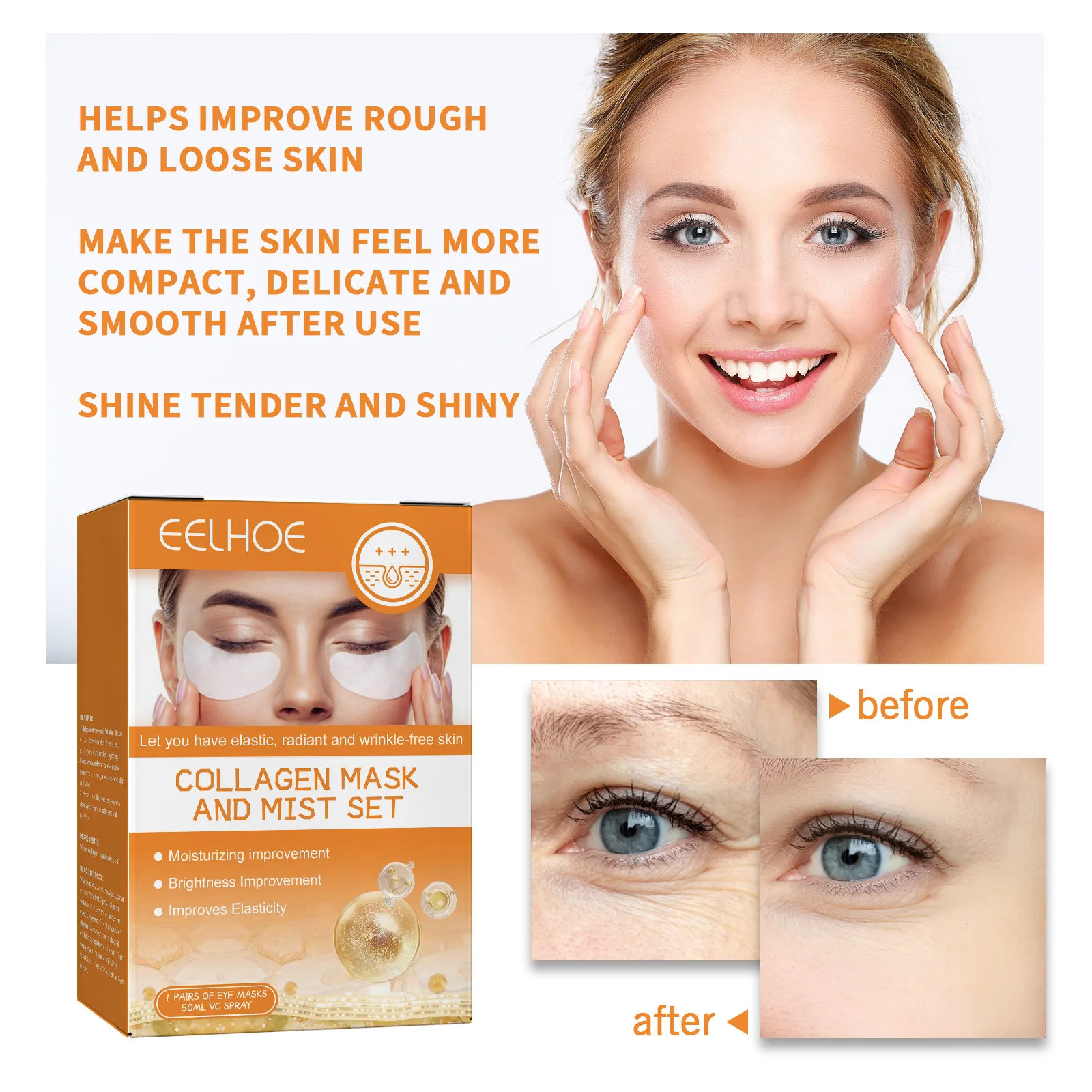 Vitamin C Whitening Face Serum Collagen Anti Wrinkle Facial Mask Anti-aging Fade Dark Spot Brighten Moisturizing Spray_voghion.com