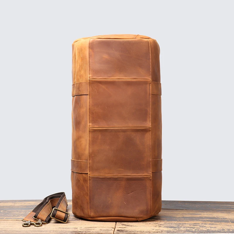 Cowhide Leather Duffle Weekender Bags Carry On Messenger Bag Men's Vintage Duffel Travel Bag Gym Sport Tote Bags Leathfocus 4