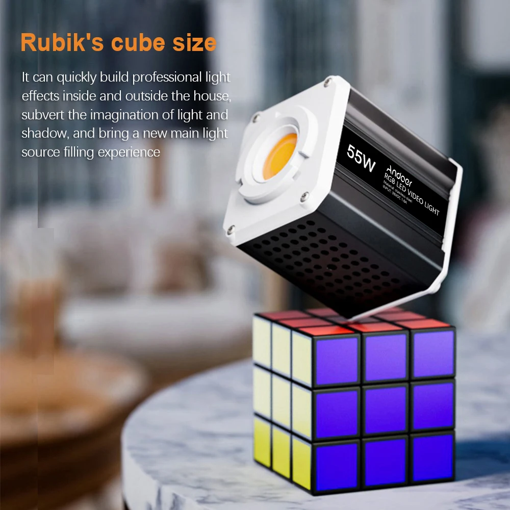 Andoer 핸드 헬드 RGB 비디오 라이트, 라이브 스트리밍 홈 스튜디오 사진 촬영용, COB 사진 필 라이트, 2800K-6800K LCD 스크린, 55W