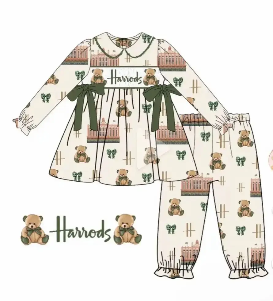 Neuer Boutique-Kinderanzug Kurzärmeliges Elastisches Cartoon-Print-Oberteil Elastische Hose für Mädchen und Jungen Nachthemd Maßanfertigung