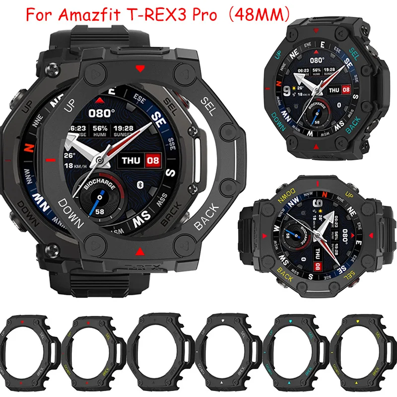 Huami Amazfit T-rex 3 Pro 48mm 스마트워치 케이스용 PC 보호 케이스 커버 프레임 중공 충격 방지 보호 쉘 액세서리