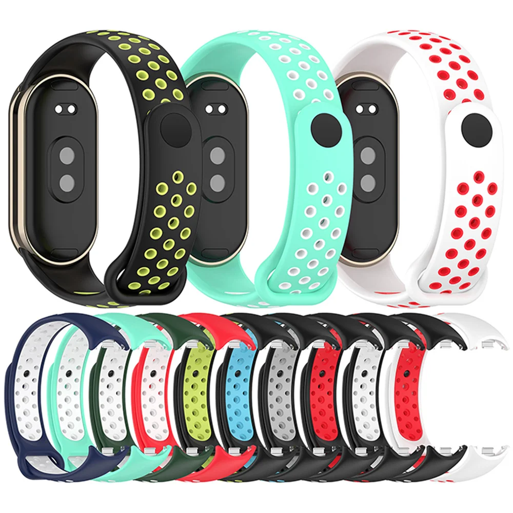 

Metal Connector Hole Studs Two-color Watch Strap for Xiaomi Band 8