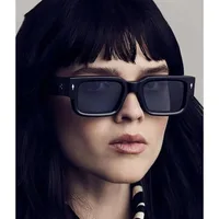 Square Chunky Sunglasses for Women & Men, Trendy Rectangle Shades with UV400 Protection (Black) 3