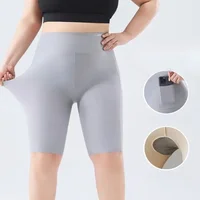 Women Big Size Five Point Shorts Pocket Shark Pants High Waist Stretchy Workout Running Cycling Yoga Fitness Shorts Summer - Image 4
