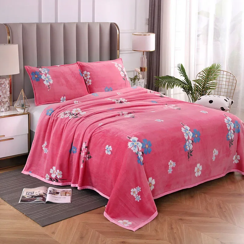 2024 Thickened Mink Blanket Double-sided Fleece Casual Blanket, Farley Fleece Pillowcase Sheet Blanket 5