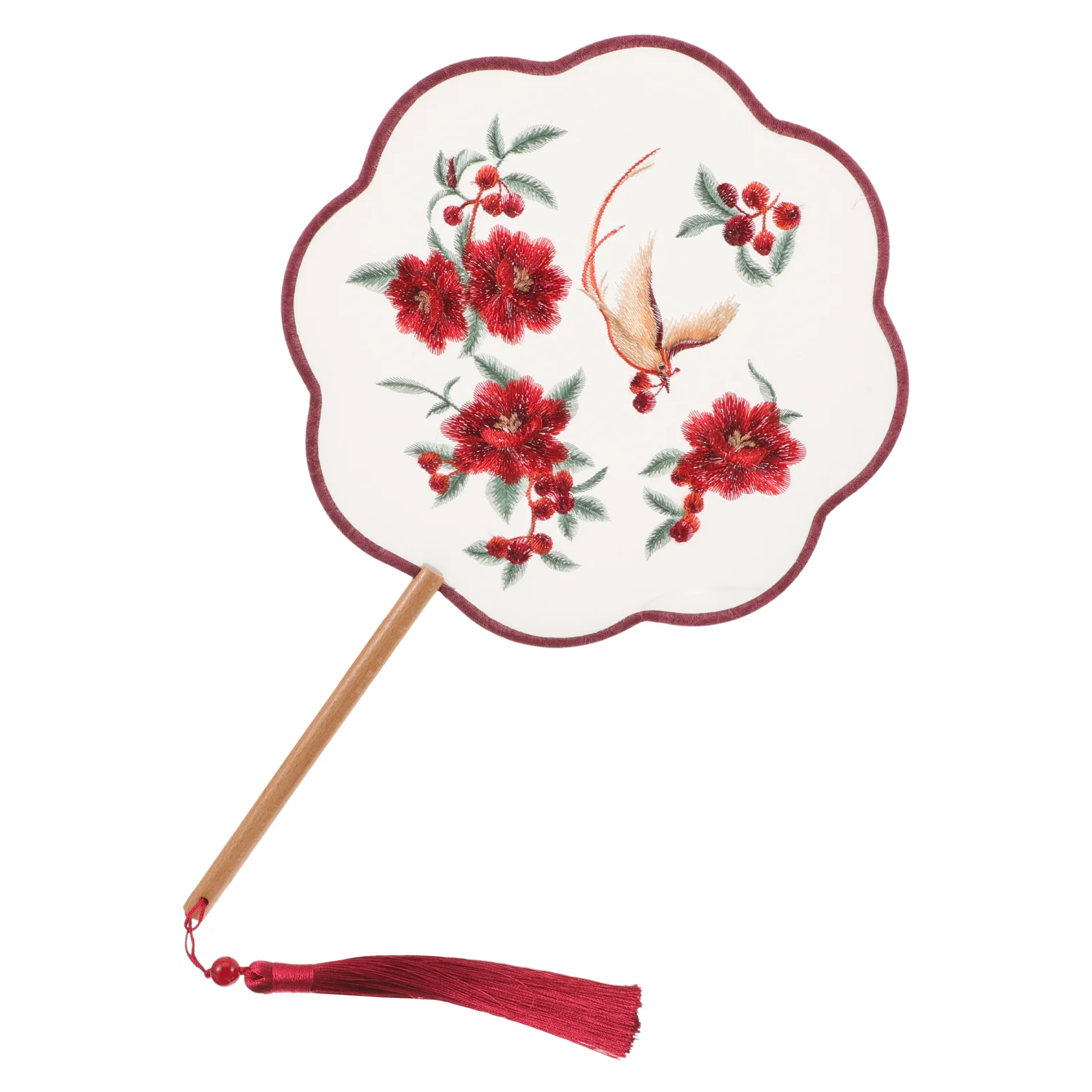 

Eight Petal Court Fan Double Sided Hand Fans Vintage Decor Traditional Style Round Manual