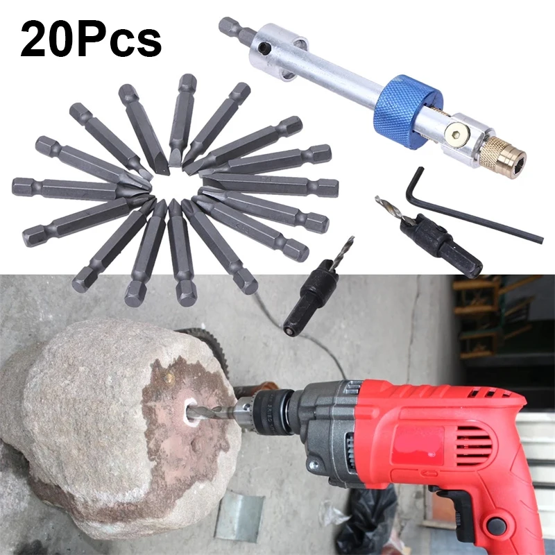 

20pcs Half Time Drill Driver Sets Allen Wrench 1 Multi Conversion Screwdrive Countersink Bits 6 Different Kinds Drill Hand Tools