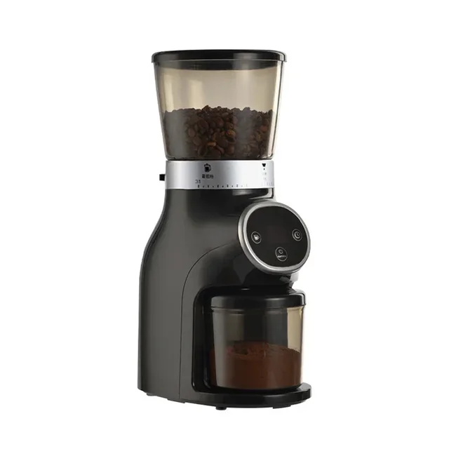 Electric Burr Coffee Grinder,200W High-power Espresso Grinder Coffee Grinder Electric with Time Display, Black 1