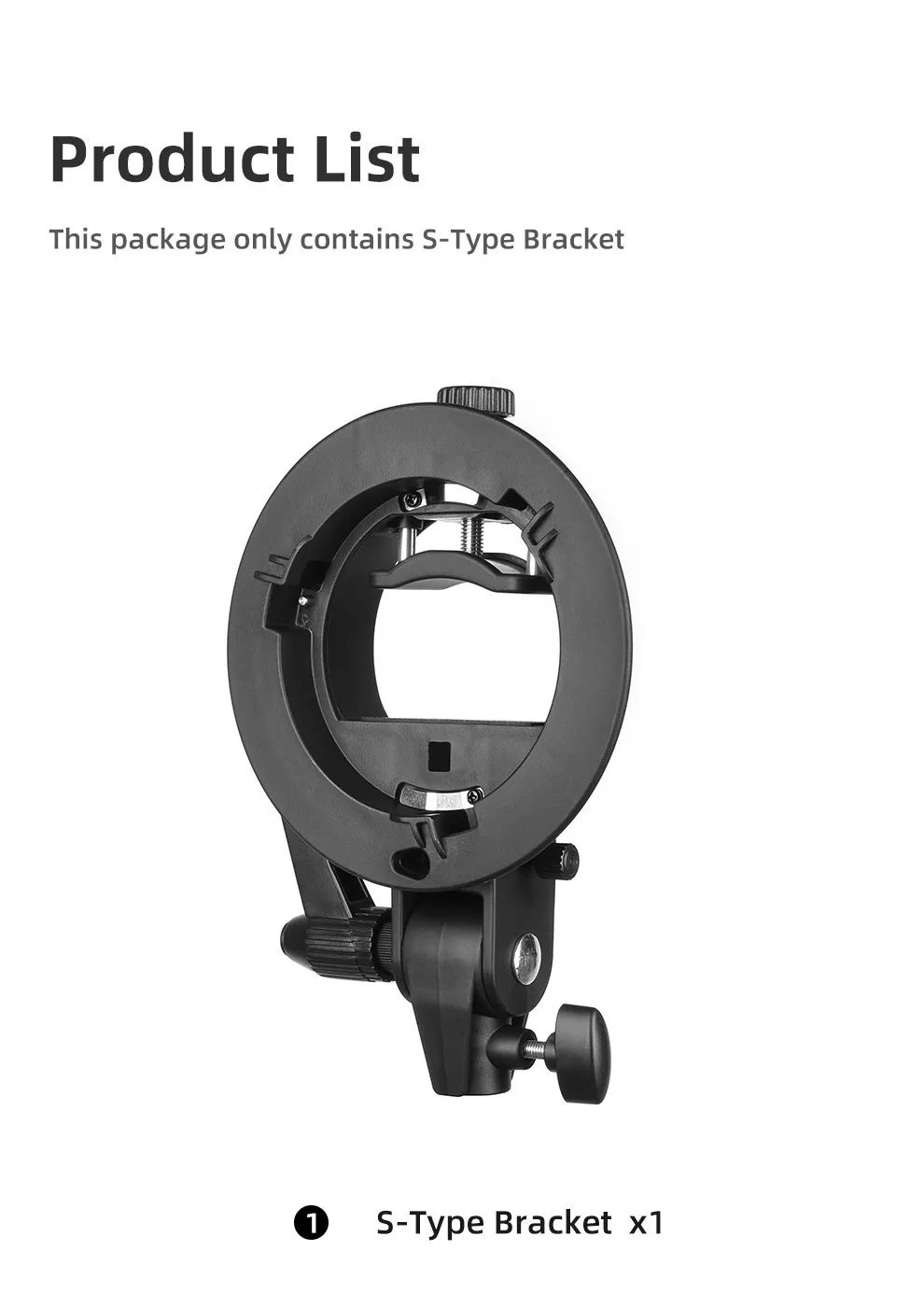 Godox S-Type Bracket Bowens S Mount Holder for Speedlite Flash Snoot Softbox Bea