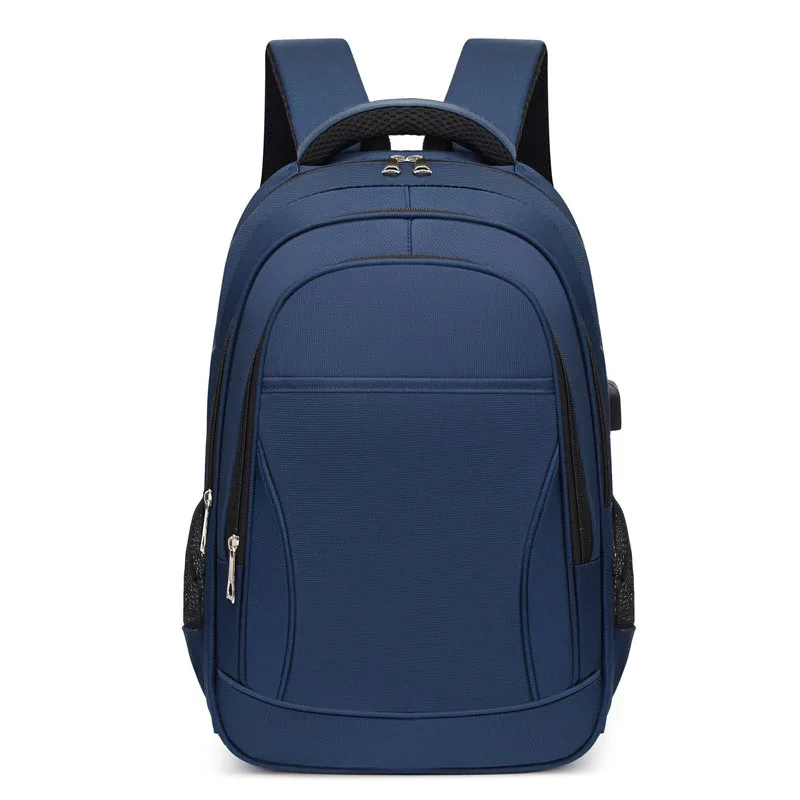 USB Charging Large-capacity Student School Bag Solid Color Backpack Material Oxford Men New Backpack Multi-functional Simple Bag