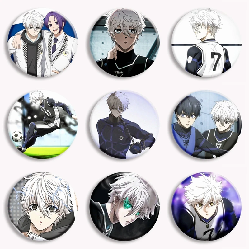 

Anime BLUE LOCK Button Pin Cartoon Character Nagi Seishiro Brooch Badge Cosplay Accessories Decor Fans Collect Friends Gift 58mm