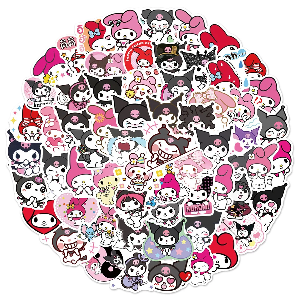 

10/30/50/100pcs Kuromi My Melody Stickers Anime Kawaii Decoration Decals DIY Car Stationery Phone Cute Sanrio Sticker for Kids
