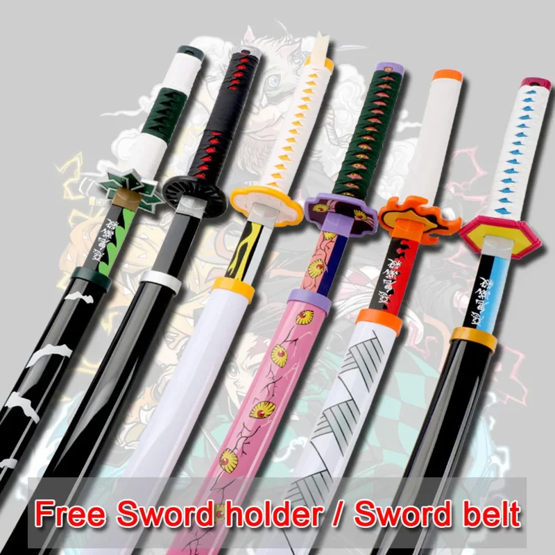 41 "/104Cm Demon Slayer Katana Sword Wood Tanjiro Zenitsu Samurai Swords Kimetsu No Yaiba Anime Sword Catana Per Puntelli Cosplay
