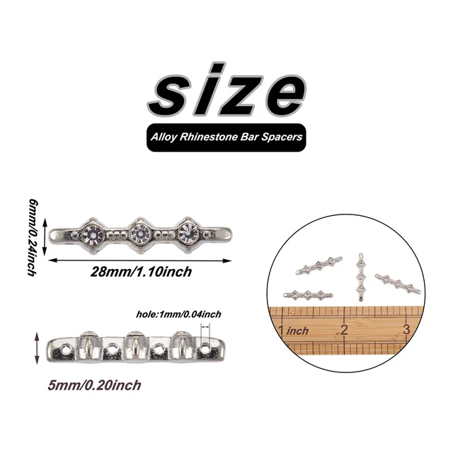 Wholesale SUPERFINDINGS 60Pcs 3 Styles Alloy Rhinestone Bar Spacers 3-Hole  Metal Spacers Bar Link Connectors Bar Spacer Beads for DIY Jewelry Making 