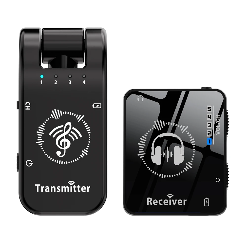 Wireless in ear monitor Wireless in Ear Monitor System Rechargeable Transmitter Receiver 10H Battery Life for Studio Band Rehearsal Live Performance