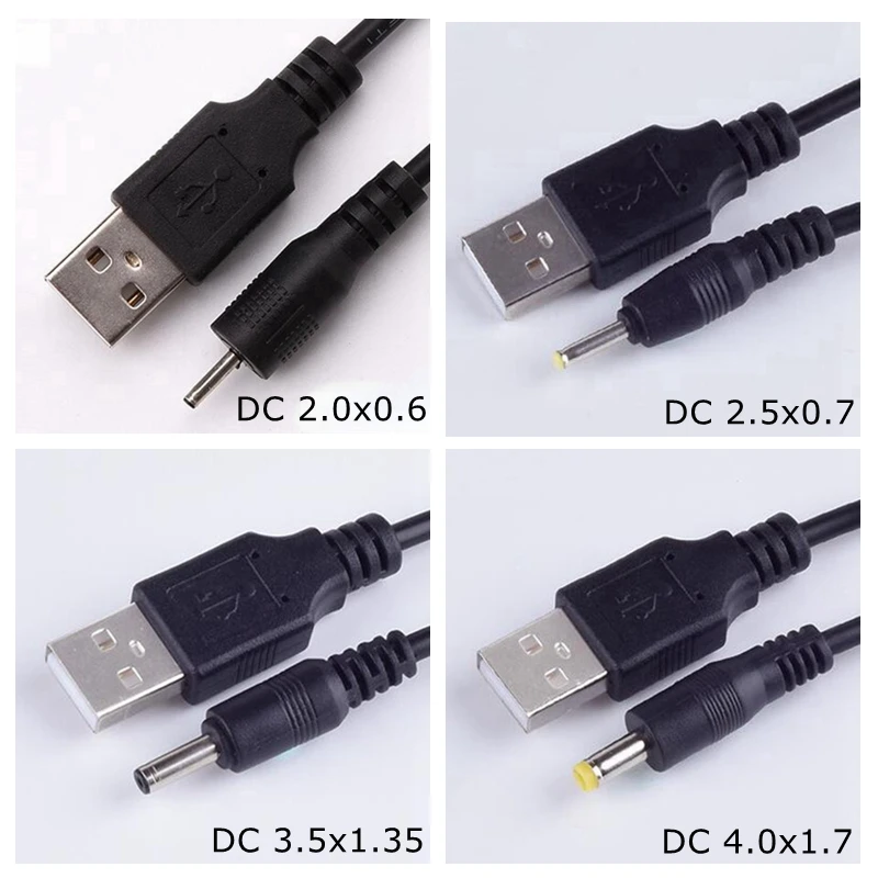 USB-кабель постоянного тока 3 5x1 35 мм 5 в зарядный шнур USB 2 0 A штекер к DC 4 x 1 7 5x2 5x0