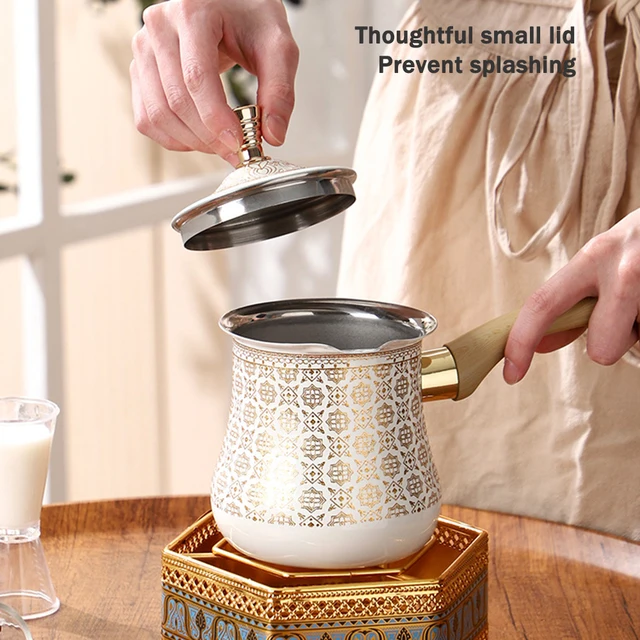 Middle Eastern stainless steel milk pot, Turkey long handled coffee pot, Small complementary food pot for home kitchen, 720ml 5