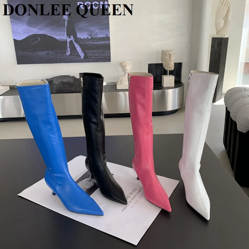 Sexy Black Women Stretch Sock Boots Slim Fit Long Knit Botas Mujer Metal  Square Toe 8cm Strange High Heels Designer Shoes - Women's Boots -  AliExpress