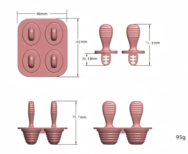 Description Picture 2 of item‌"Reusable Silicone Ice Cream Molds & Baby Food Containers – DIY Lollipop & Ice Cube Tray Set for Homemade Treats"