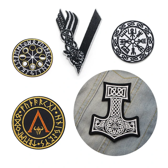 Parches bordados personalizados para ropa, insignias redondas de símbolo  Vikingo, parches decorativos para ropa de planchado para hombres -  AliExpress