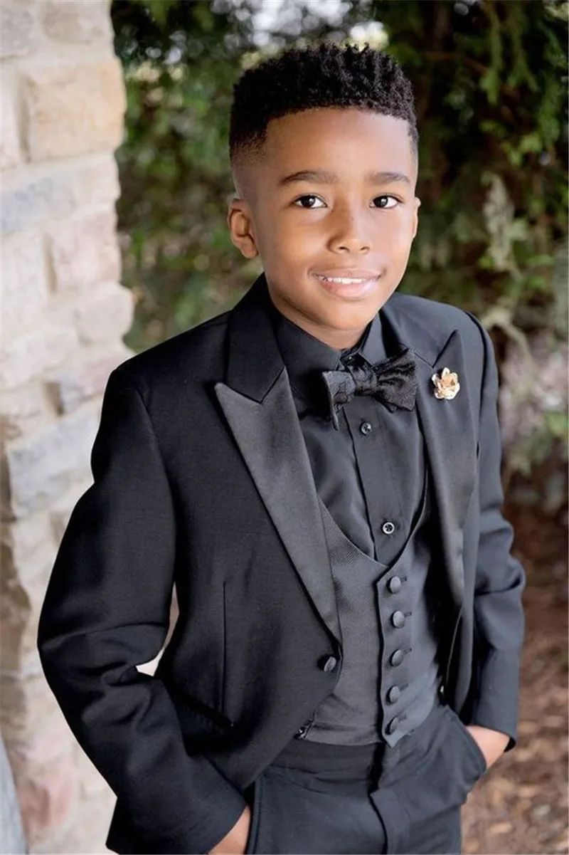 Black Boy s Formal Wear Suits Notch Lapel Baby Kids Formal Suit Wedding Party Children