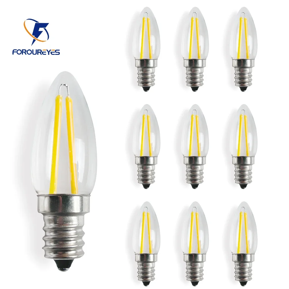 10PCS E12 LED Lamp 220V 110V 1.5W Filament COB Bulb refrigerator Light Candelabra Base Chandelier replace Halogen lighting vintage candle led bulb c7 smoke glass e12 e14 base 0 5w edison light bulb 2700k 4500k candelabra lamp for string light garland