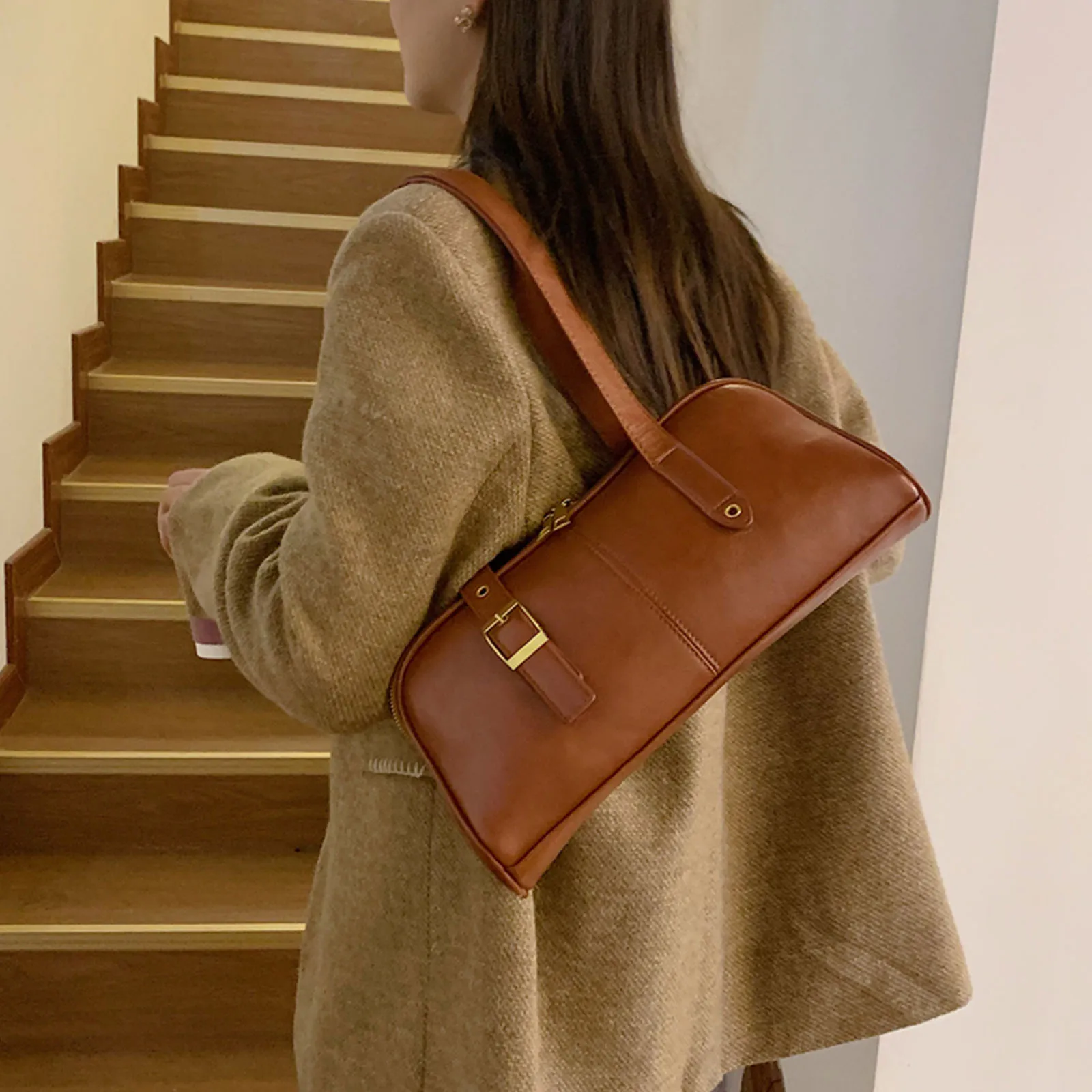 PU Leather Shoulder Bag with Adjustable Strap Handbag for Women Work Shopping Travel Daily