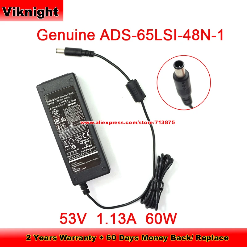 

Genuine ADS-65LSI-48N-1 53060E for HOIOTO Switching AC/DC Adapter 53V 1.13A Power Supply with 6.5X4.0mm a pin