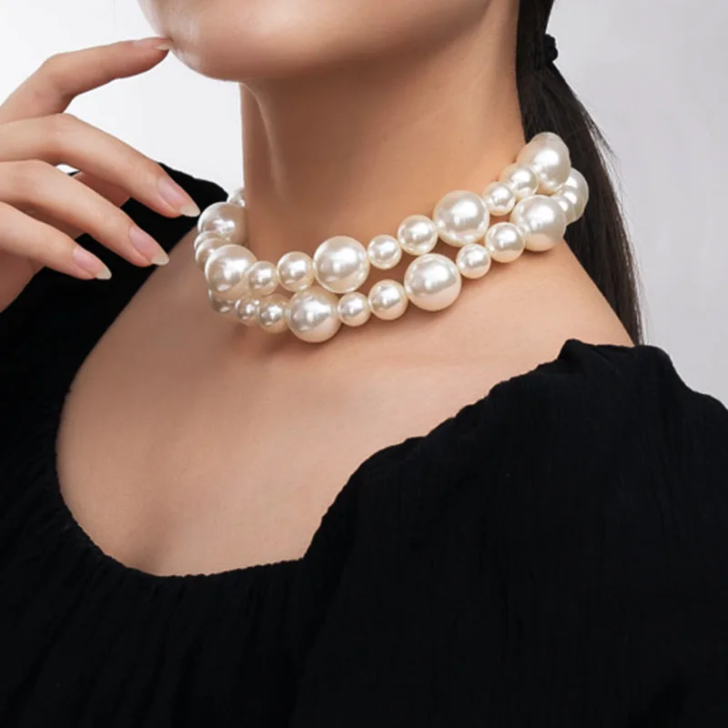 CPSLOVE Collane da donna ragazze, Orecchini da donna ragazze, Parure di gioielli in argento 925, Collana pendente di perle, Orecchini di perle, Due modi di indossare, bianco