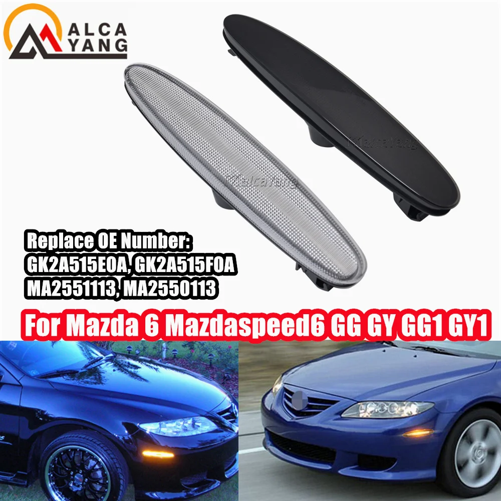 

Передний бампер, боковые габаритные огни для 2003-2008 Mazda 6 Mazdaspeed6 GG GY GG1 GY1, американская версия, фонари для крыльев, желтые фонари