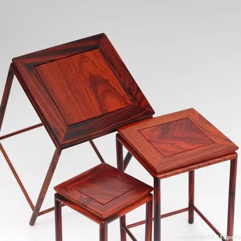 Sgabello forma piedistallo in legno artigianato - immagine 2