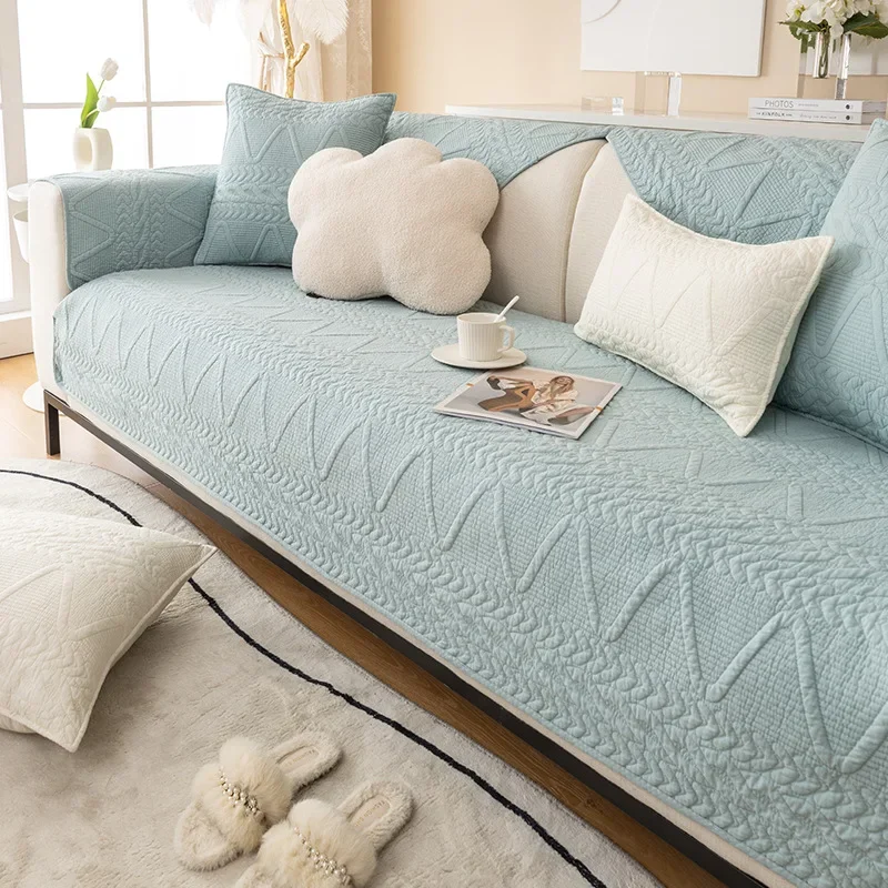 Washed Cotton Sofa Cushion Modern Seat Cushion Non-slip Jacquard Sofa Cover Homestay Four Seasons Universal Cover Cloth Towel 2