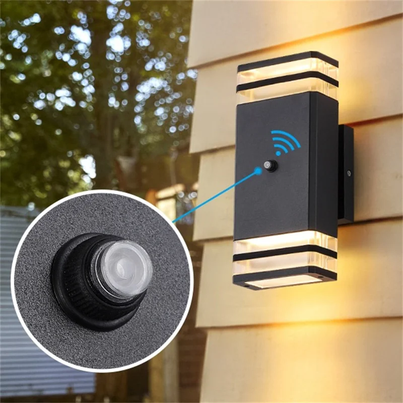 Control Sensor Outdoor Waterproof LED Wall Light E27 Stair Balcony Garden Courtyard Living Room Aluminum Double Head Wall Sconce