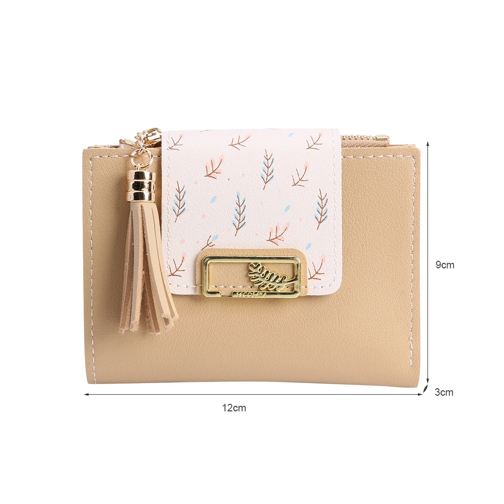 Cute Tassels Women Short Wallet PU Leather Card Bag Female Folding Purse Small Coin Purse Card Holder Clutch Credit Card Bag 6