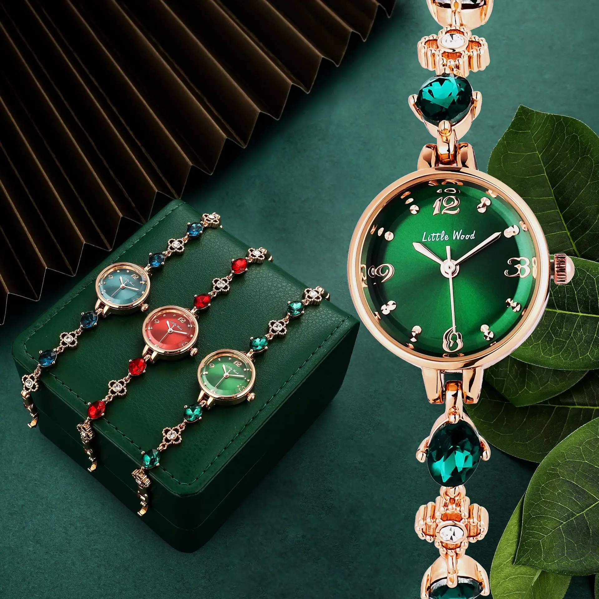 UTHAI L59 Women's Fashion Quartz Small Green Waterproof Bracelet Watch Ladies Jade Wristwatch Clock