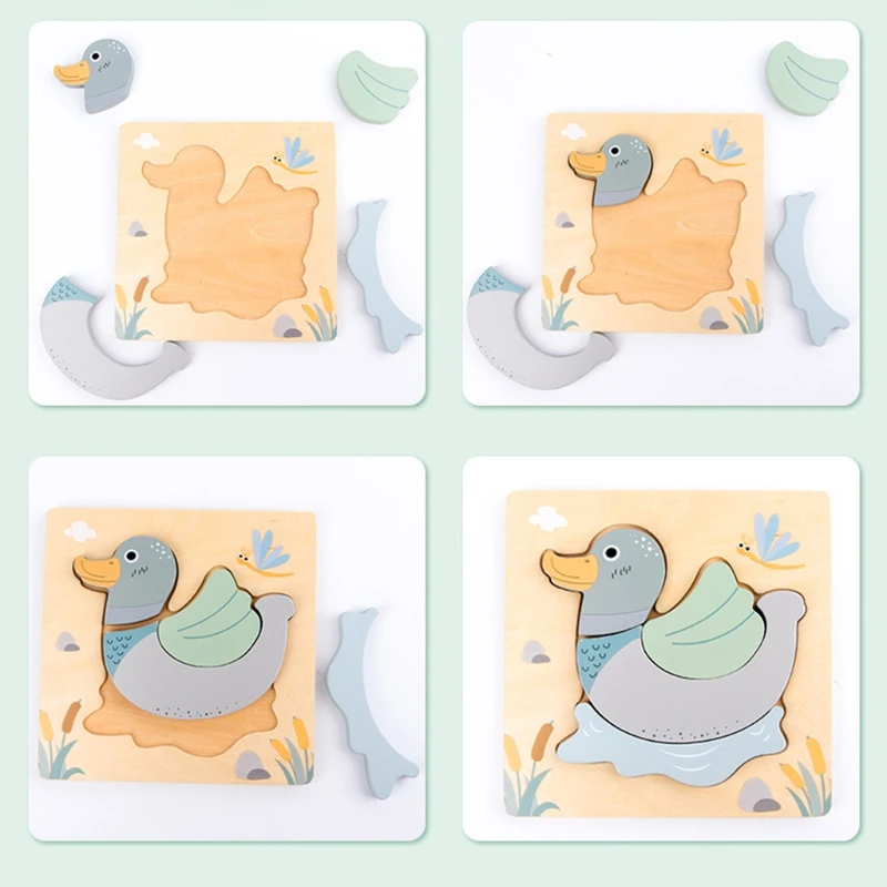 Wooden Puzzle Toys 1 Set Children's Wooden Puzzles Bright Colors and Shapes Educational Toys for 1-2-3 Years Old Boys and Girls wooden toys