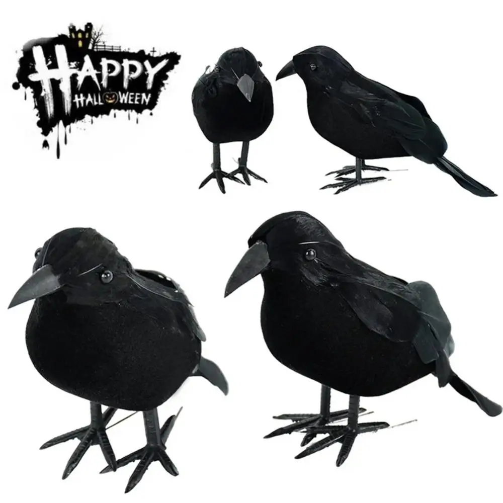 Simulazione Black Crow Animal Model Artificial Crow Black Bird Raven Prop Horror Spaventoso Decorazioni Di Halloween Forniture Per Feste