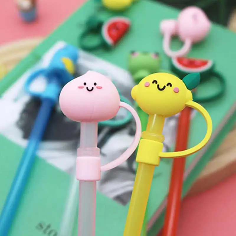 Cute Cartoon Yellow Duck Straw Silicone Straw Plug, Straws Decorative Cap Staw Tips Bottle Accessories