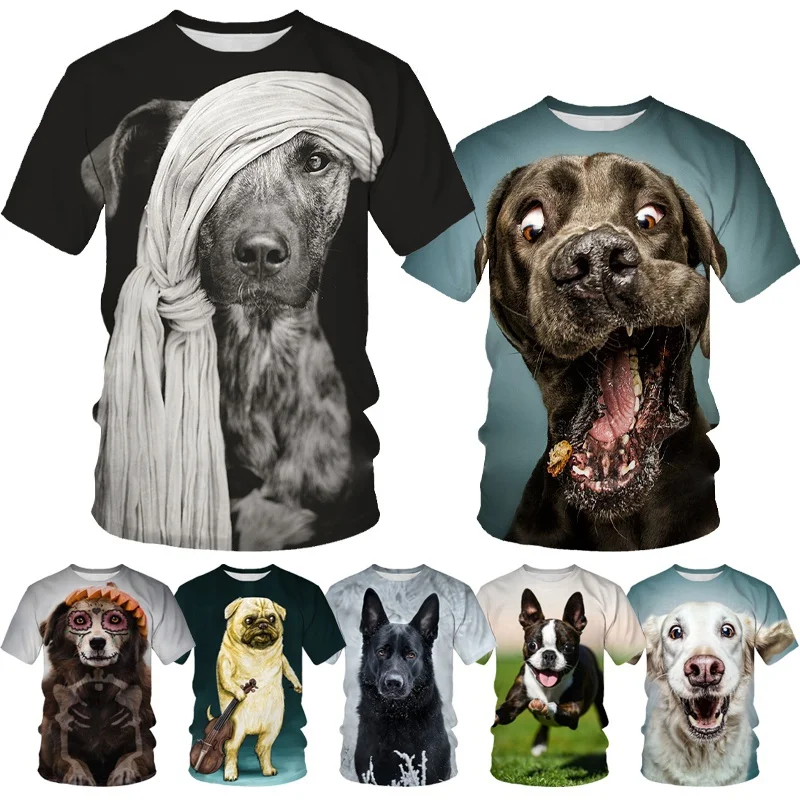 

Summer Fashion Shirt Top Halloween German Shepherd Pattern 3D Printing Animal Dog Print Cute Hip Hop Fun T-Shirts