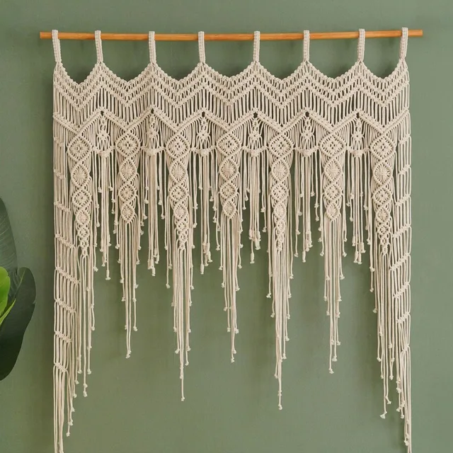 Boho Nursery Macrame Wall Art - Handwoven Cotton Tapestry with Tassels