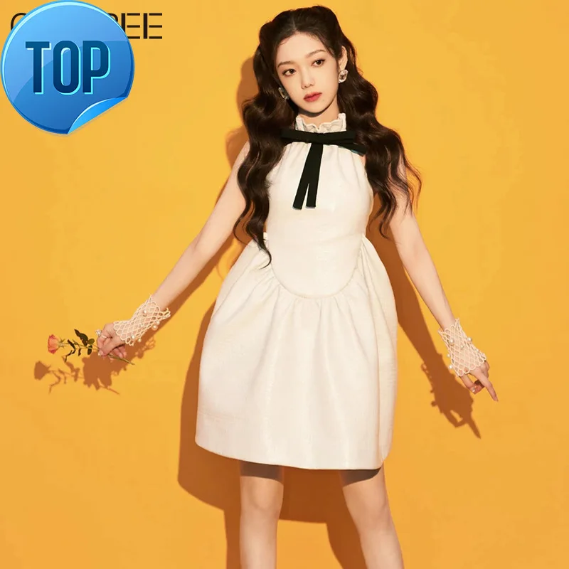 

Gown Elegant Bow Halter Ball Party Dresses for Women 2023 Korean Fashion Backless Mini Summer Dress Slim Vestidos De Fiesta
