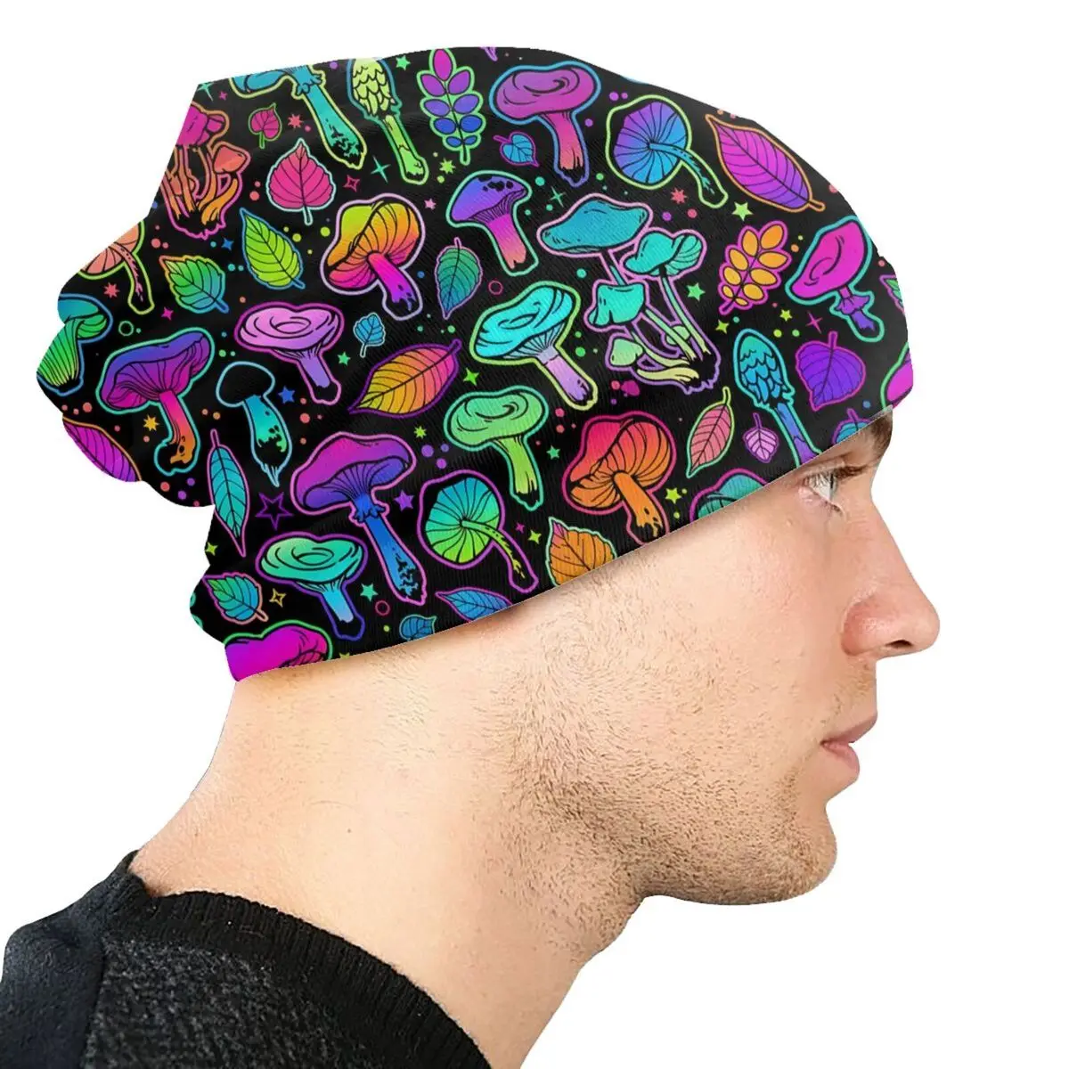 Skullies Beanies Midnight Magic MulticolOured Wild Mushroom Thin Bonnet Hipster Caps Men Women\'s Earmuffs