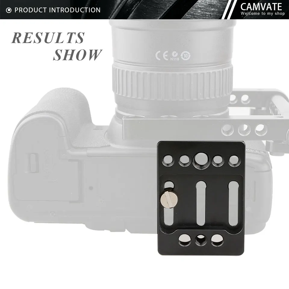 Camera Baseplate Quick Release Plate WIth 1/4"-20 & 3/8"-16 Threaded Holes For C