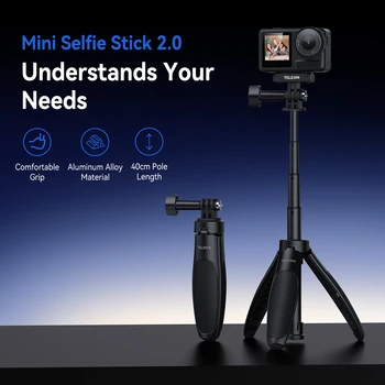 TELESIN Mini Quick Release Selfie Stick Tripod Portable Adjustable Length for GoPro Insta360 DJI Osmo Action Action Camera 2