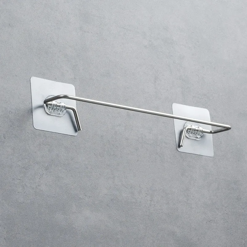 Wall Mounted Stainless Steel Pipe Towel Pole Towel Holder Hook Bathroom towel rack Multifunctional storage hanging rod