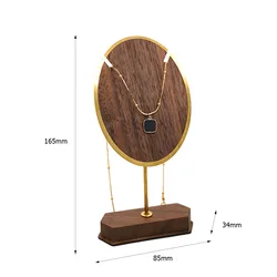 Elegant Copper and Wood Jewelry Display Stand for Necklaces and Earrings (L oval necklace)