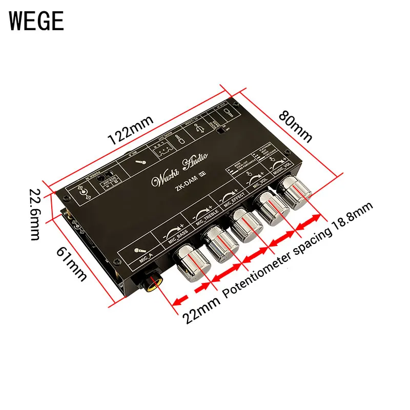 WEGE ZK-DAM H1 Karaoke Reverb Board Front Effect Microphone
