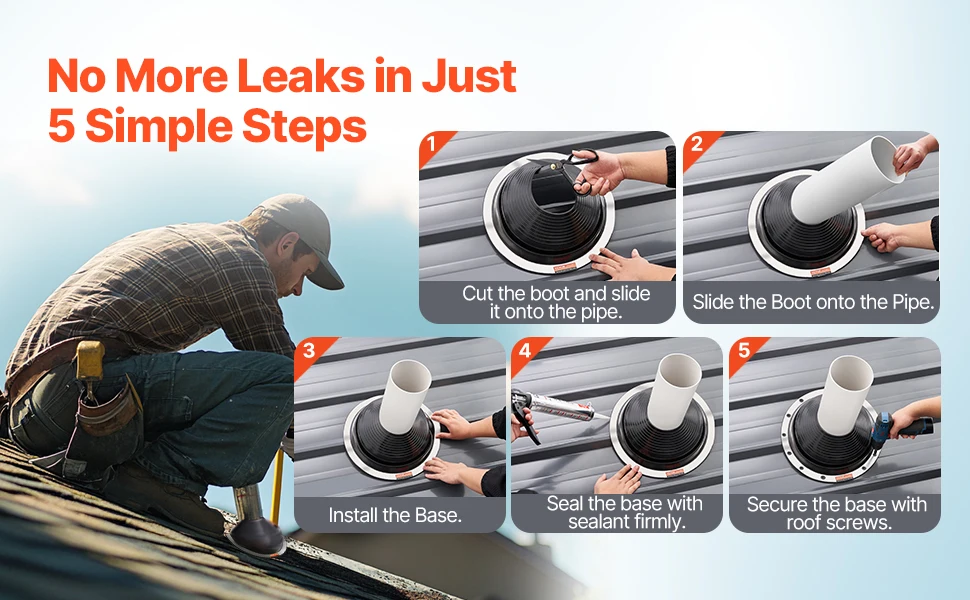 SucceBuy Roof Pipe Flashing Boots Fit Pipe OD 6"to11" Flexible EDPM Roofing Jack Pipe Flashing High Temp -67℉to 212℉ for Chimney