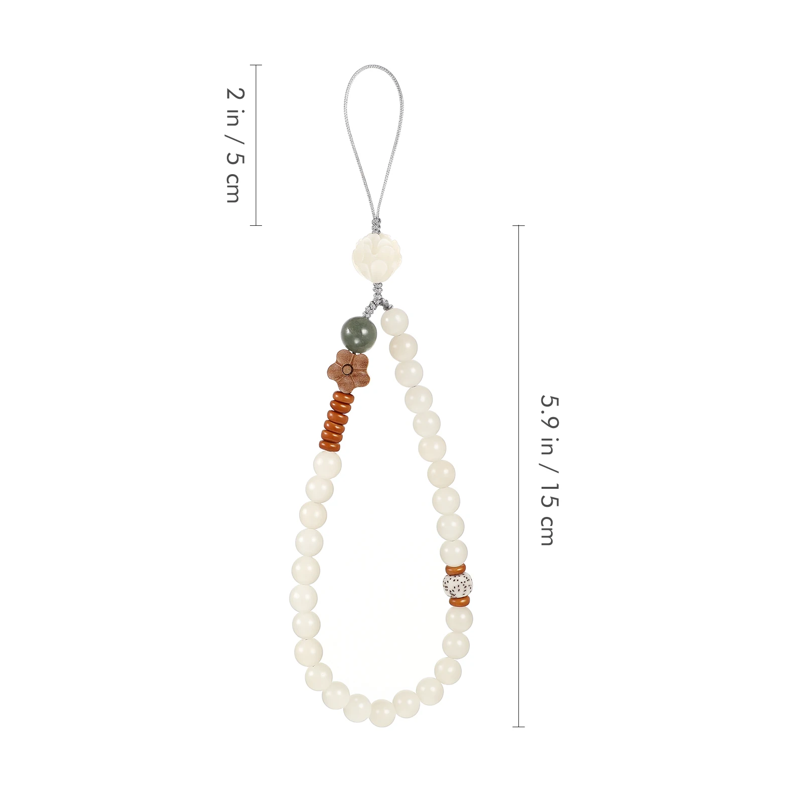 UKCOCO White Jade Bodhi Phone Short Chain Creative Phone Lanyard Bracelet Phone Strap Decoration Wrist Chain Chinese Style
