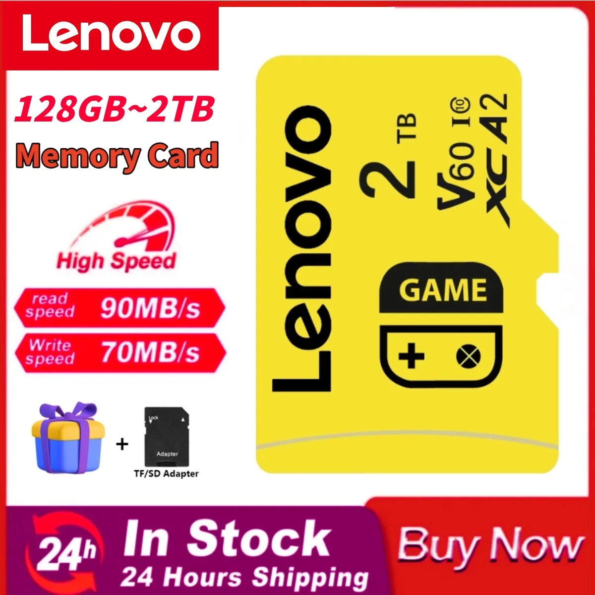 Micro SD Card 2TB 1TB 128GB 256GB 512GB For Lenovo Phone Switch PC